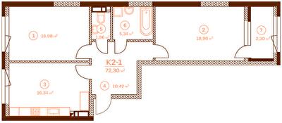 2-комнатная 72.3 м² в ЖК Stanford от 60 900 грн/м², Киев