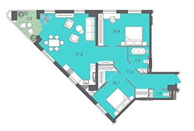 2-комнатная 99.8 м² в МФК CITE от 34 000 грн/м², Днепр