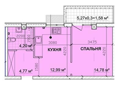 1-комнатная 39.41 м² в ЖК PARKOVIY от 17 350 грн/м², г. Кривой рог