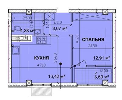 1-кімнатна 42.84 м² в ЖК PARKOVIY від 17 350 грн/м², м. Кривий ріг