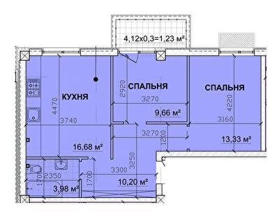 2-кімнатна 56.85 м² в ЖК PARKOVIY від 17 900 грн/м², м. Кривий ріг