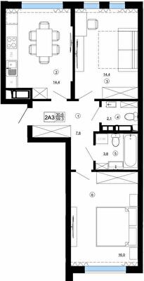 2-комнатная 59.3 м² в ЖК Paradise Avenue от 24 000 грн/м², с. Крюковщина