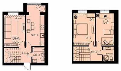 Дворівнева 75.15 м² в ЖК Молодіжне містечко від 17 500 грн/м², с. Крюківщина