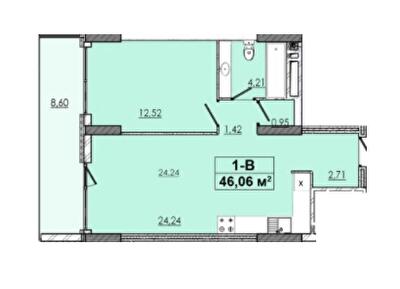 1-комнатная 46.06 м² в ЖК 4 Towers for You от 27 000 грн/м², Чернигов