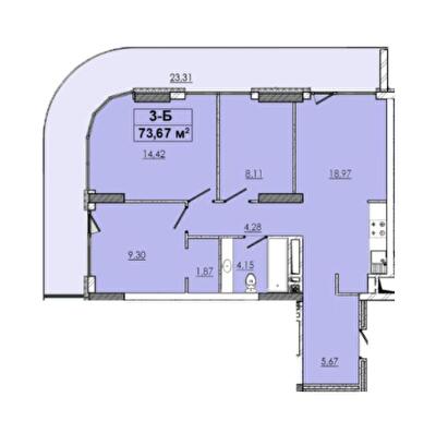 3-комнатная 73.67 м² в ЖК 4 Towers for You от 27 000 грн/м², Чернигов