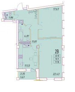 2-кімнатна 71.78 м² в ЖК Дім Потоцького від 39 000 грн/м², Одеса