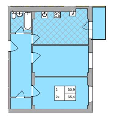 2-кімнатна 65.4 м² в ЖК Авіатор від 15 000 грн/м², Хмельницький