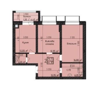 2-комнатная 64.3 м² в ЖК Парковый Дом от 22 300 грн/м², Черновцы