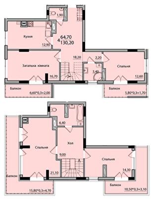 Двухуровневая 130.2 м² в ЖК Панорама от 18 200 грн/м², Черновцы