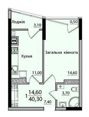 1-комнатная 40.3 м² в ЖК Панорама от 18 200 грн/м², Черновцы