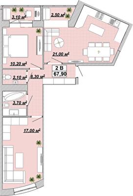 2-кімнатна 67.9 м² в ЖР Княгинин від 14 000 грн/м², Івано-Франківськ