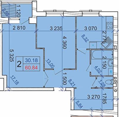 2-кімнатна 60.84 м² в ЖК Grand Royal від 15 000 грн/м², Хмельницький