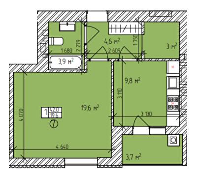 1-комнатная 42 м² в ЖК Автобиография от 14 200 грн/м², Хмельницкий