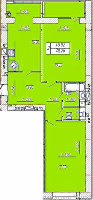 2-кімнатна 78.28 м² в ЖК Новобудова від 14 500 грн/м², Хмельницький