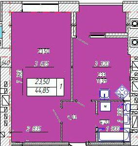 1-комнатная 44.85 м² в ЖК Новобудова от 16 200 грн/м², Хмельницкий