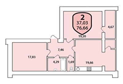 2-комнатная 76.66 м² в ЖК Олимпийский от 16 500 грн/м², Хмельницкий