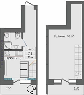 Дворівнева 38.6 м² в ЖК Smart House від 15 450 грн/м², м. Южне