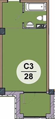 Студия 28 м² в ЖК Гринвич Парк от 19 650 грн/м², с. Иличанка