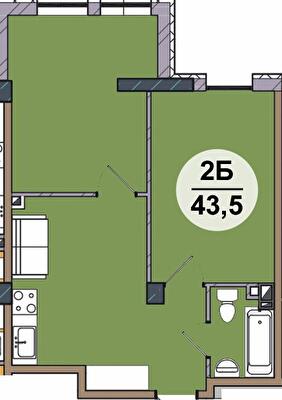 2-кімнатна 43.5 м² в ЖК Гринвіч Парк від 18 800 грн/м², с. Ілічанка