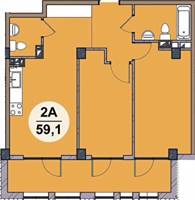 2-комнатная 59.1 м² в ЖК Гринвич Парк от 18 800 грн/м², с. Иличанка