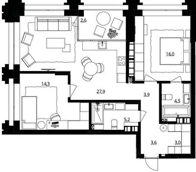 2-кімнатна 81 м² в ЖК Doma Trabotti від 58 550 грн/м², Одеса