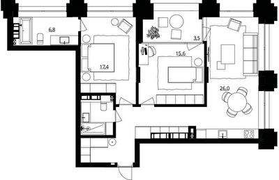 2-кімнатна 88 м² в ЖК Doma Trabotti від 58 550 грн/м², Одеса