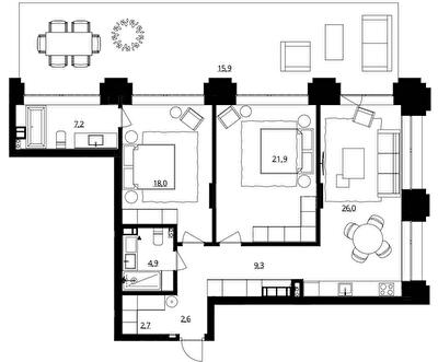 2-кімнатна 108.5 м² в ЖК Doma Trabotti від 58 550 грн/м², Одеса