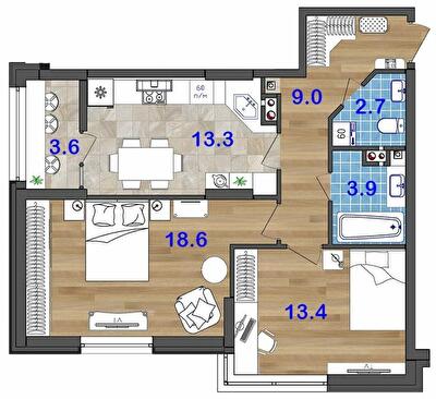 2-комнатная 64.5 м² в ЖК SunCity от 21 500 грн/м², Одесса