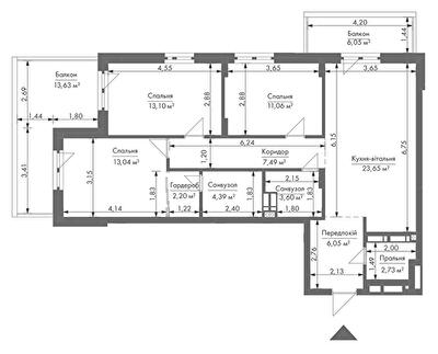 3-комнатная 93.2 м² в ЖК Gravity Park от 32 062 грн/м², Киев