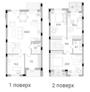 Таунхаус 128 м² в Таунхаусы Eastville от 20 000 грн/м², с. Малая Александровка