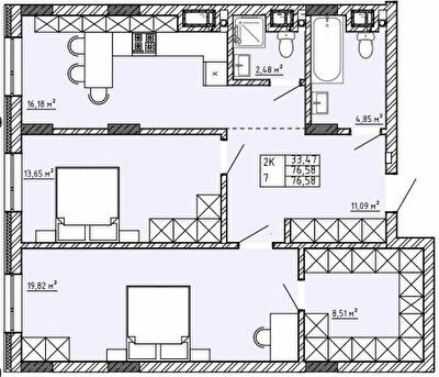 2-кімнатна 76.38 м² в Апарт-комплекс APART HALL від 18 000 грн/м², с. Сокільники