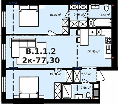 2-кімнатна 77.3 м² в Апарт-комплекс APART HALL від 18 000 грн/м², с. Сокільники