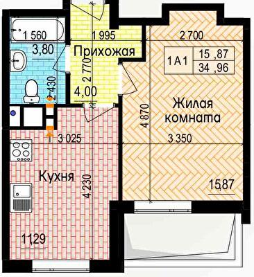 1-кімнатна 34.96 м² в ЖК Пролісок від 24 900 грн/м², Харків