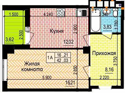 1-кімнатна 42.03 м² в ЖК Пролісок від 24 900 грн/м², Харків