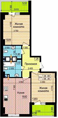 2-кімнатна 68.46 м² в ЖК Пролісок від 22 600 грн/м², Харків