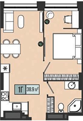 1-комнатная 38.9 м² в ЖК Mont Blan от 32 200 грн/м², Днепр