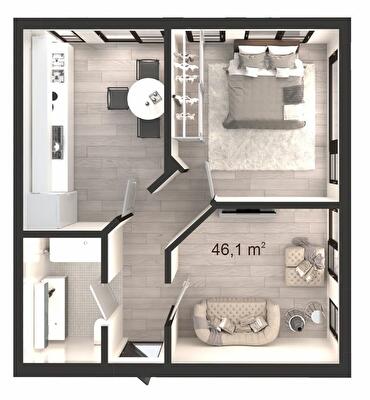 2-комнатная 46.1 м² в ЖК Вертикаль от 18 500 грн/м², Днепр