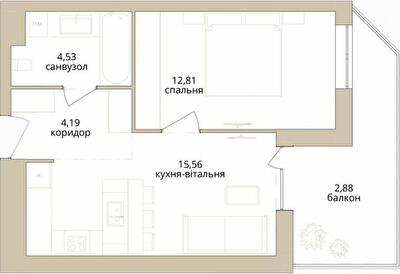 1-комнатная 39.97 м² в ЖК Dream Lake от 26 000 грн/м², Винница