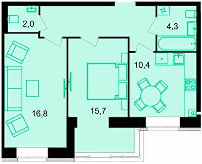 2-кімнатна 58.6 м² в ЖК Forest Home від 22 400 грн/м², Вінниця