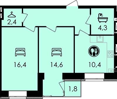 2-кімнатна 59.2 м² в ЖК Forest Home від 22 400 грн/м², Вінниця