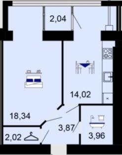 1-комнатная 44.25 м² в ЖК Семейный комфорт от 18 000 грн/м², Винница