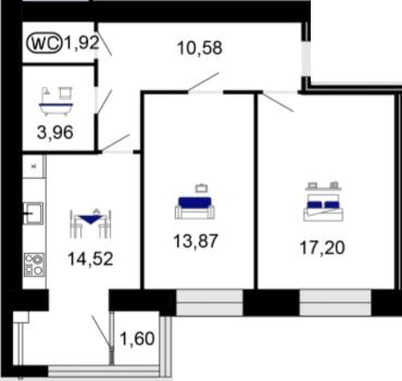 2-кімнатна 63.65 м² в ЖК Сімейний комфорт від 17 000 грн/м², Вінниця