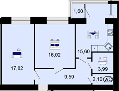 2-комнатная 66.72 м² в ЖК Семейный комфорт от 17 000 грн/м², Винница