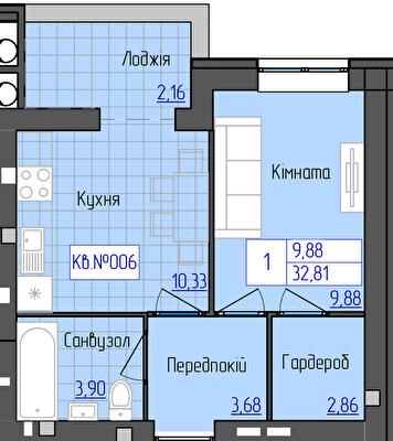 1-кімнатна 32.81 м² в ЖК 9 Район від 16 800 грн/м², м. Мукачеве