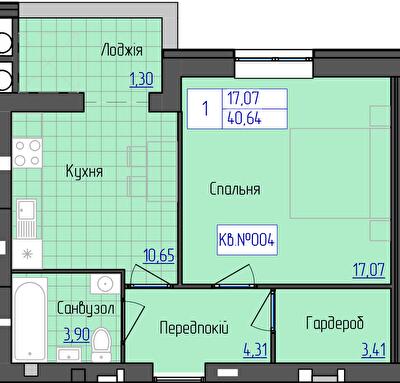 1-кімнатна 40.64 м² в ЖК 9 Район від 16 800 грн/м², м. Мукачеве