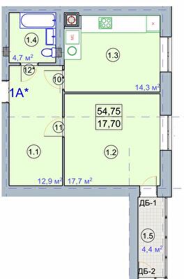 1-кімнатна 54.75 м² в ЖК на вул. Первомайська, 7 від 19 600 грн/м², м. Бердянськ