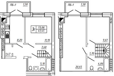 Двухуровневая 73.06 м² в МЖК Семья от 17 200 грн/м², Ровно