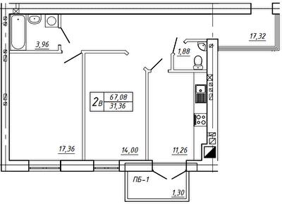 2-комнатная 67.08 м² в МЖК Семья от 20 100 грн/м², Ровно