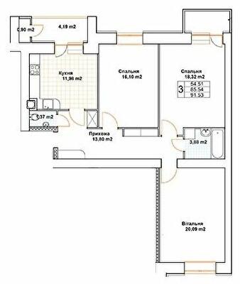 3-кімнатна 91.53 м² в ЖК Богуслава від 18 000 грн/м², Тернопіль