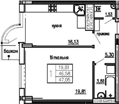 1-кімнатна 47.05 м² в ЖК Загребелля від 15 000 грн/м², Тернопіль